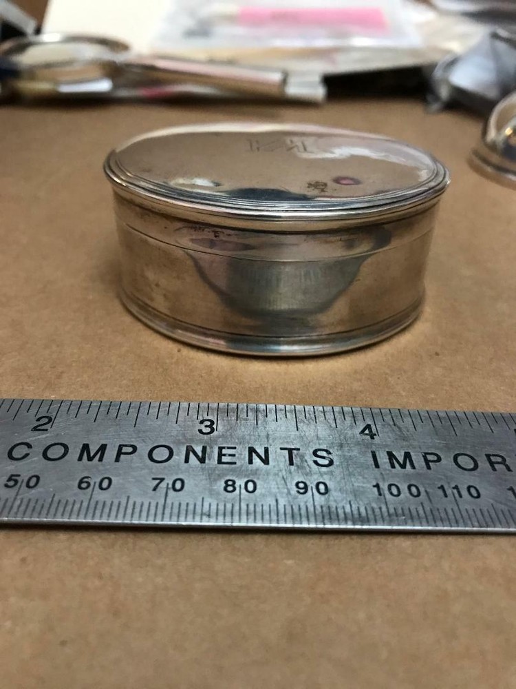 900 SILVER DESK Tornotti Round Box Monogrammed