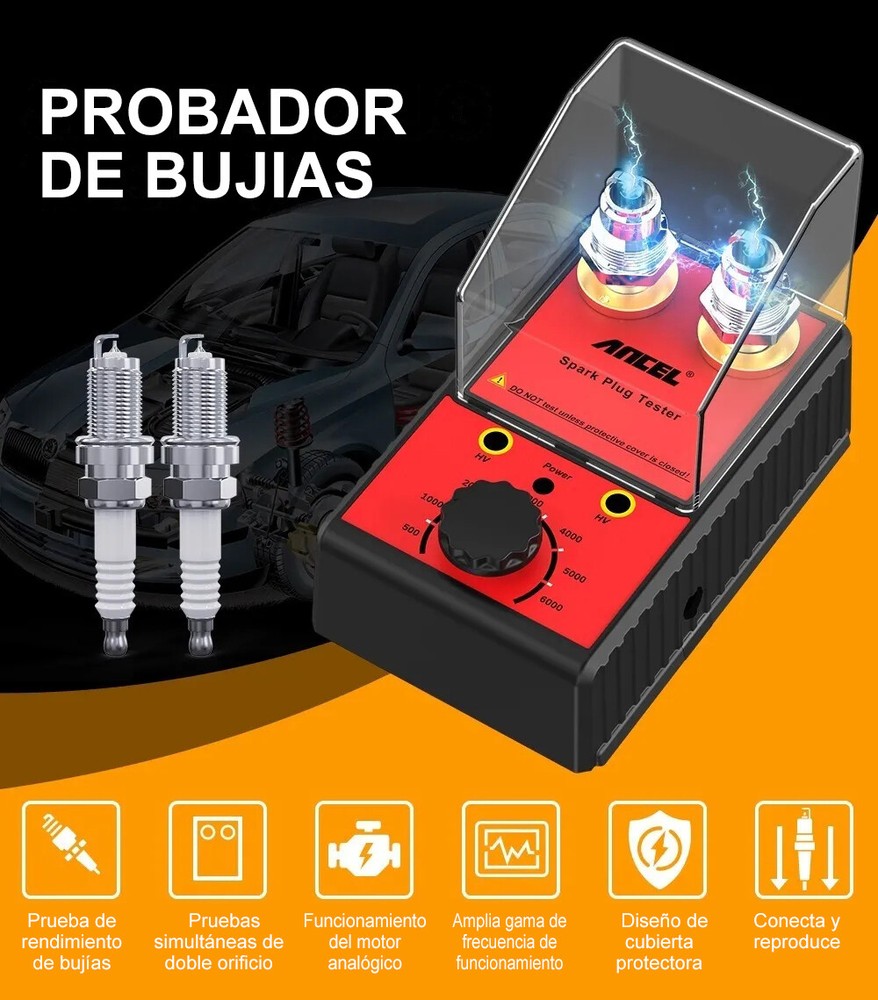 ANCEL 12V Car Spark Plug Tester Adjustable Dual Hole Ignition Diagnostic Tool