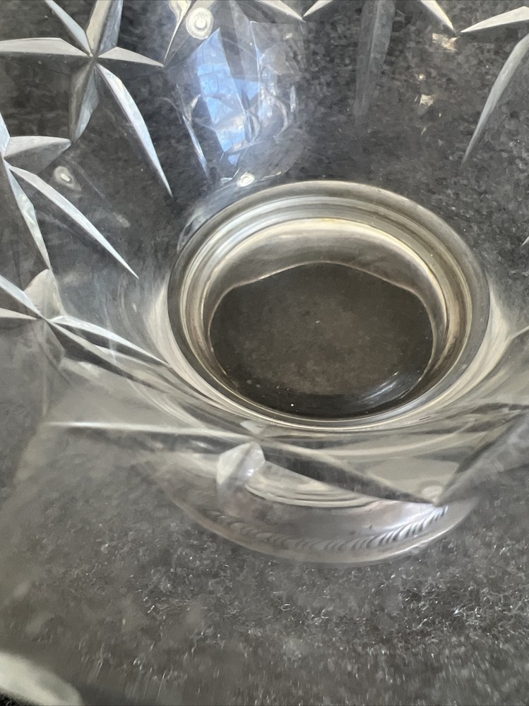 Vintage Sterling Silver & Crystal Candy Nut Dish !!