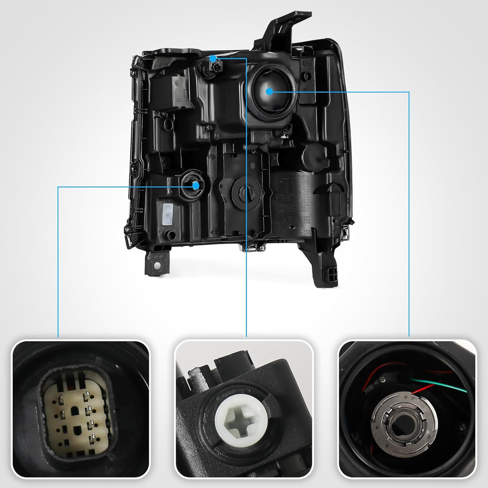 Right Headlight for Chevy Silverado 1500 2016-2018 [Only for HID Model] [Black]