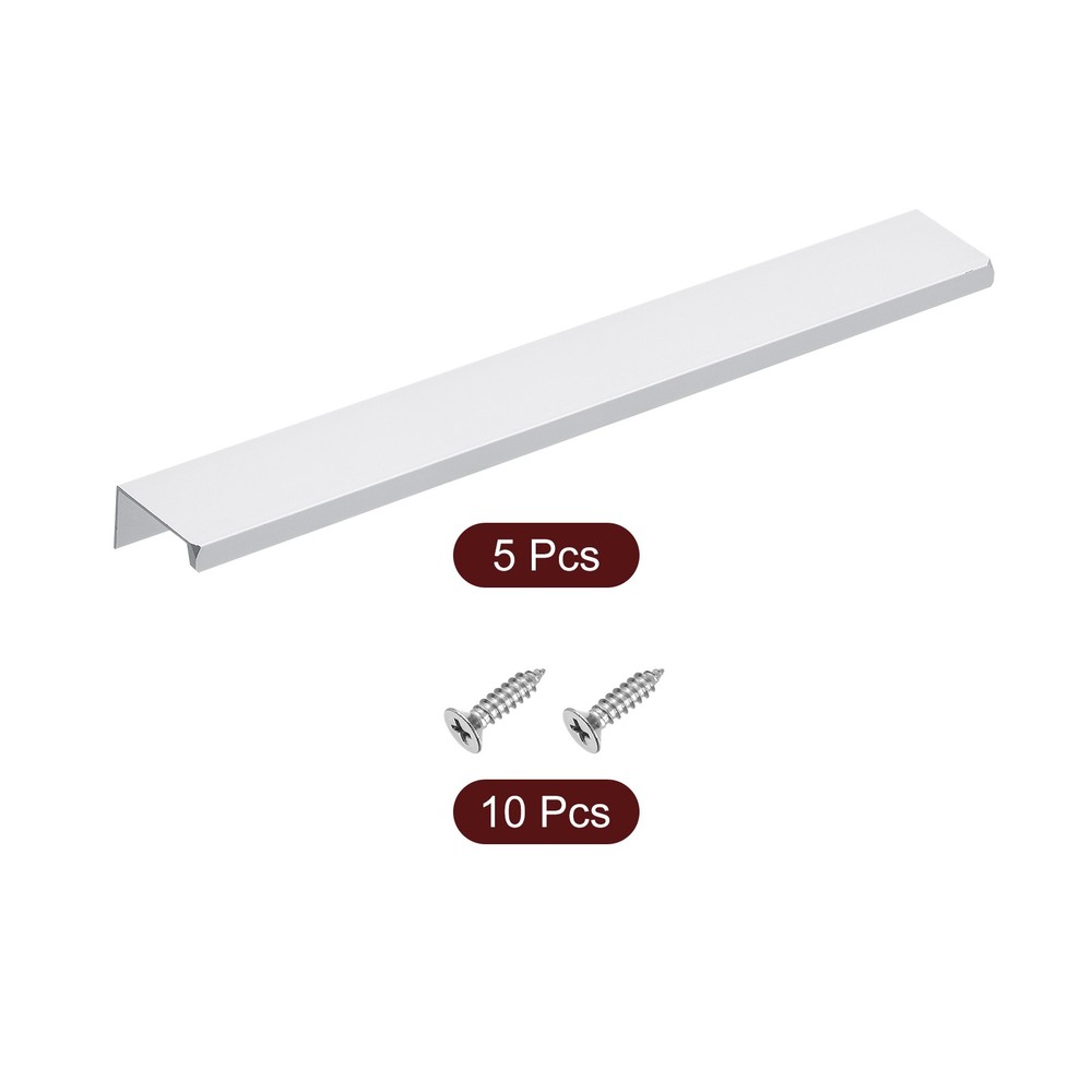 Cabinet Edge Finger Pull, 5pcs 250mm / 9.84" Hidden Cabinet Pulls, Silver