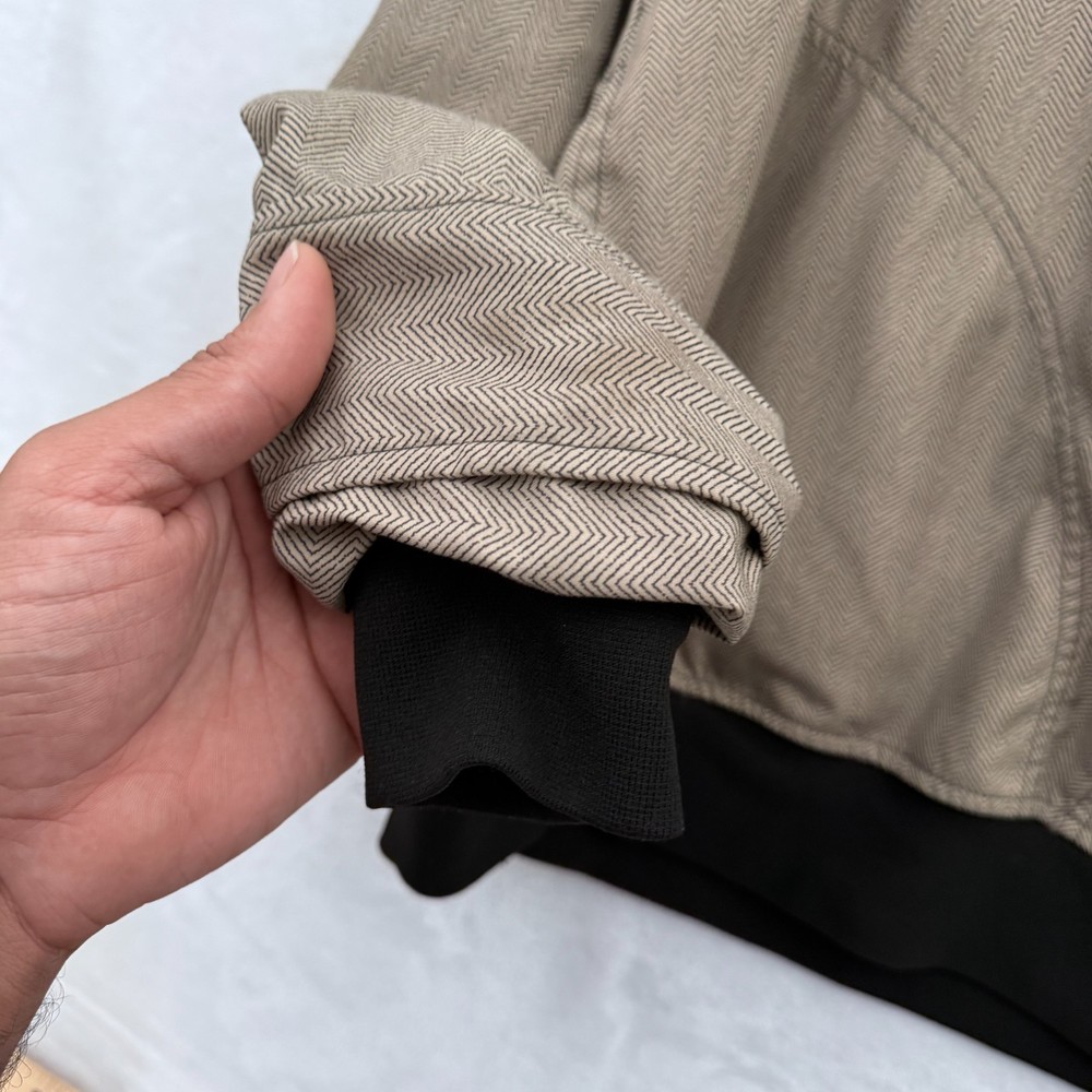 Zero Restriction Jacket Mens L Beige Herringbone Golf Snap Pullover Windbreaker