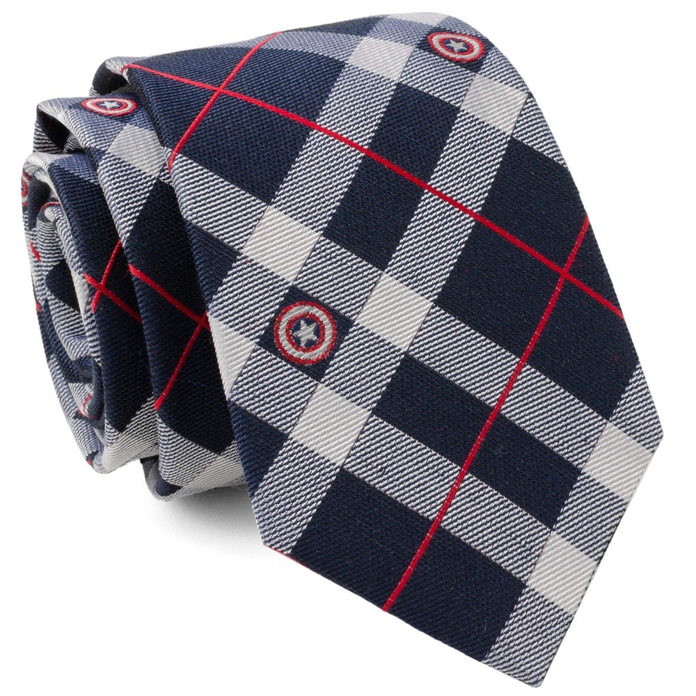 Marvel Captain America Blue Plaid Tie