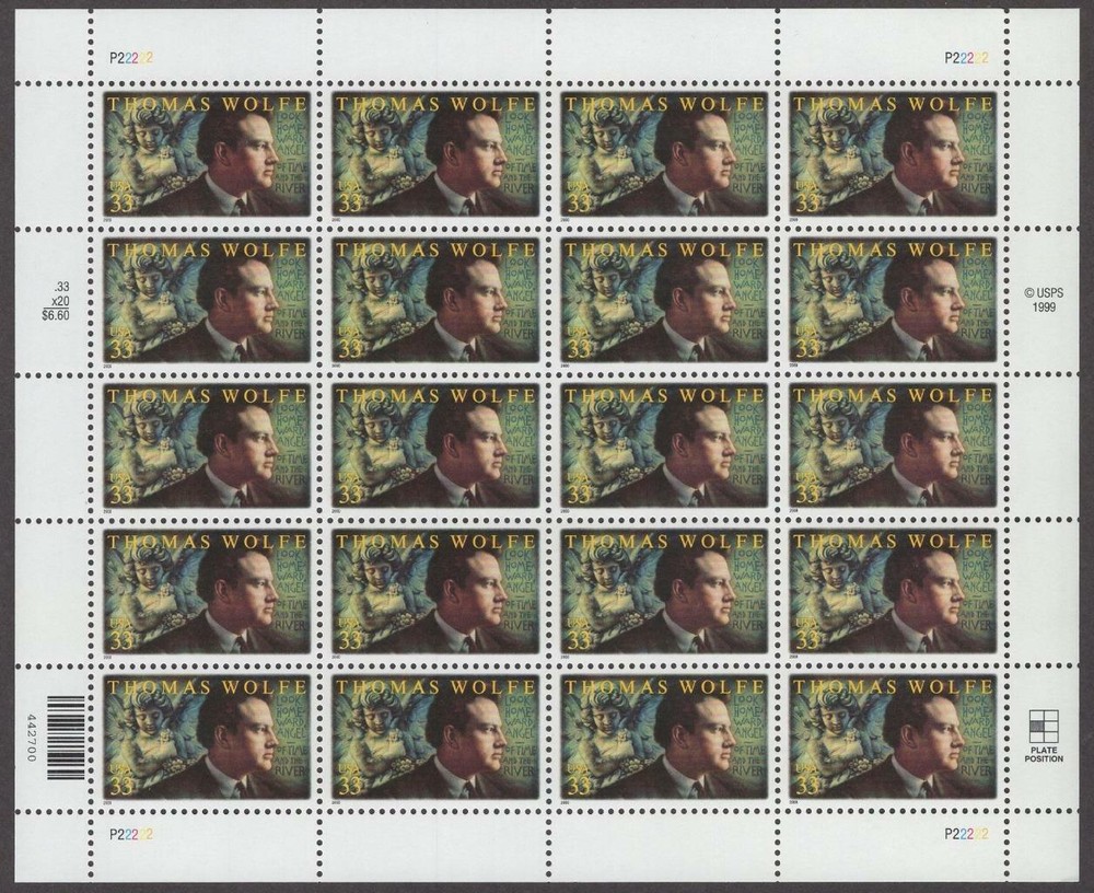 Scott # 3444 - Thomas Wolfe - Sheet Of 20 - MNH - 2000