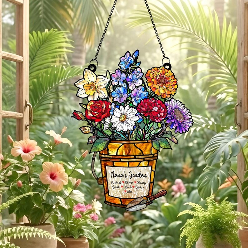 Custom Birth Flower Personalized Acrylic Suncatcher Gift