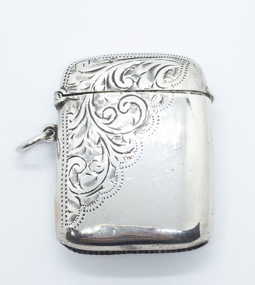 English Sterling Vesta Match Safe E Jacobs Birmingham 1900 Chatelaine
