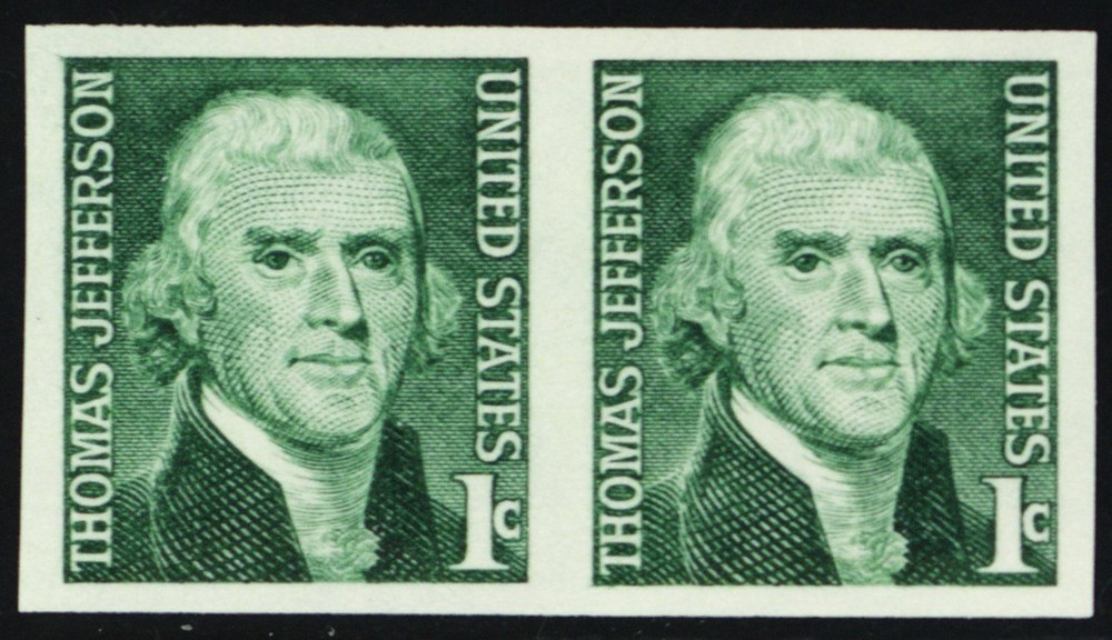 1299b, Mint NH 1¢ Imperforate Coil Pair Error - Stuart Katz