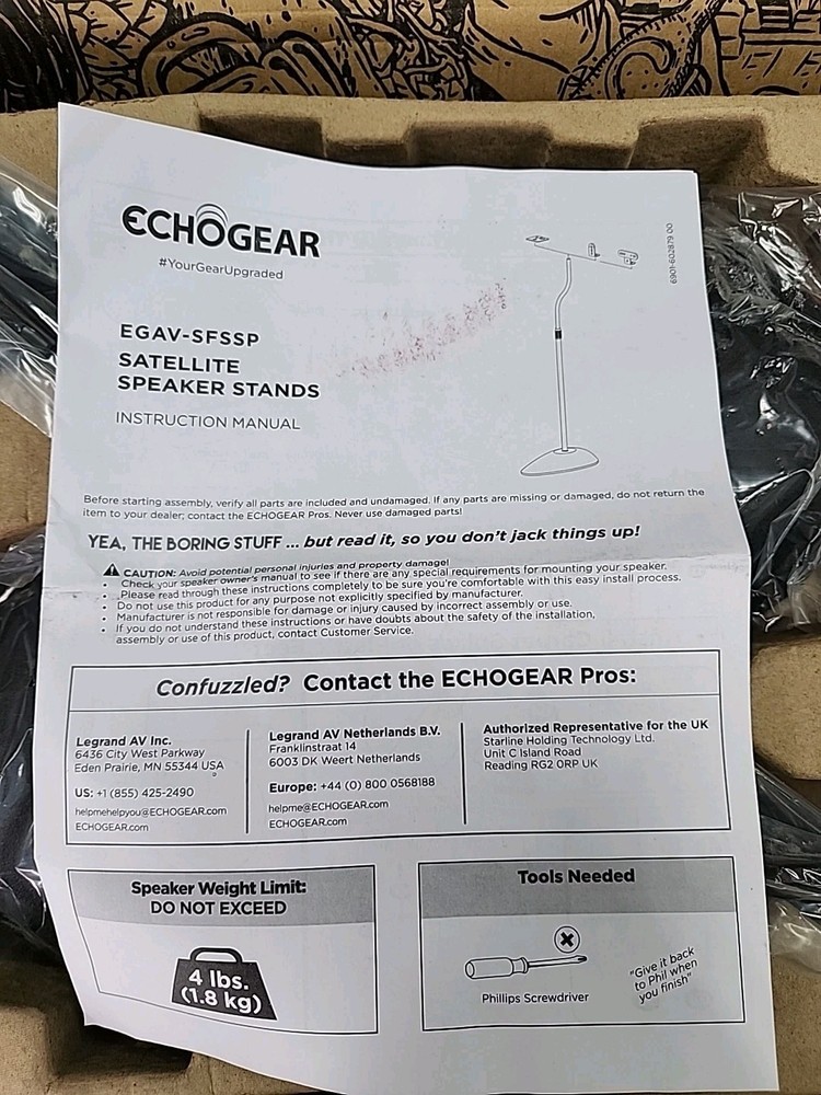 Echogear Universal Speaker Stands Height Adjustable with Universal Compatibility