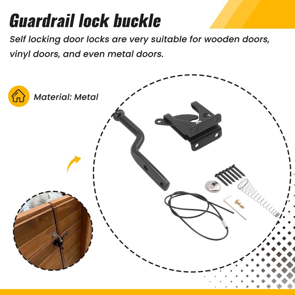 Self Locking Gate for Wooden Fence Heavy Duty, Steel Spring Cable Pull3054