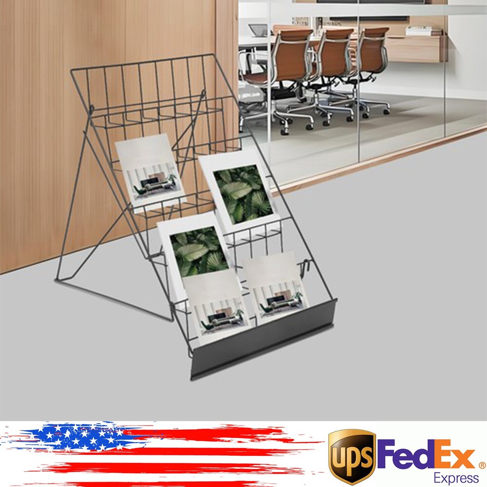 Wire Magazine Rack Comic Foldable Iron Book Display Stand with 6 Tiers