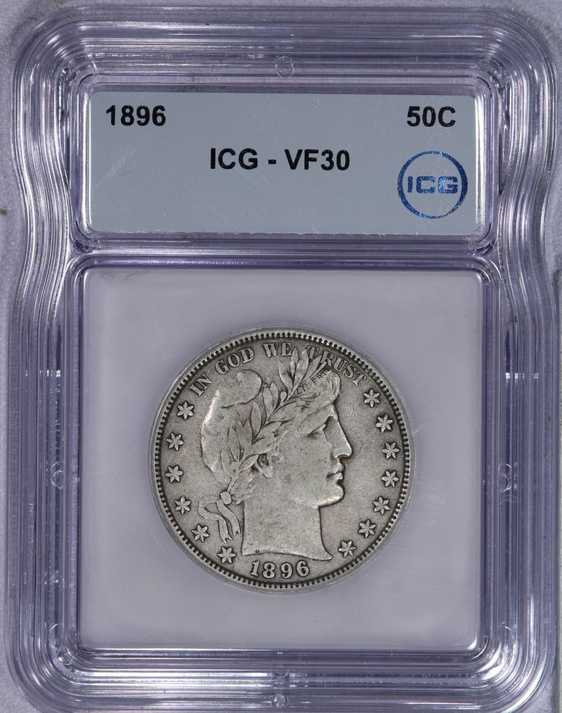 1896 Barber Half Dollar 50C ICG VF30