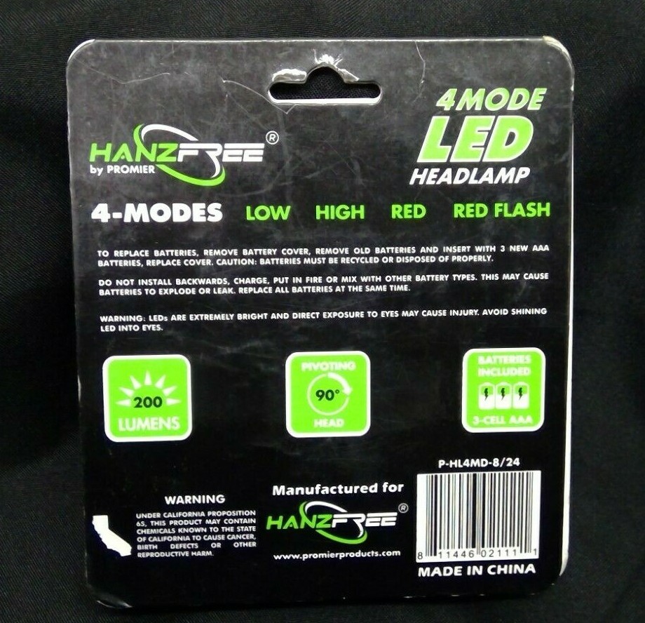 Promier 4 Mode Head Light Multi Light Mode 200 Lumen Wide Beam