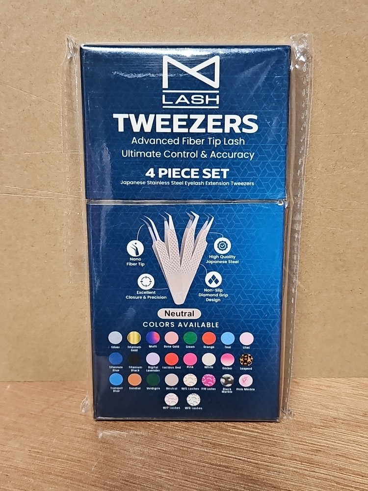 MLASH Tweezers For Eyelashes - 4 Piece Set