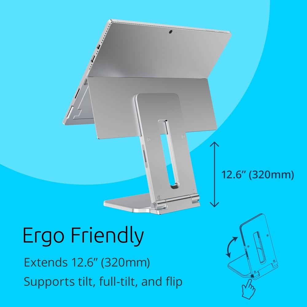 Kensington Elevated Stand Adjustable for Surface Stand for Desk, on-Skid Tablet