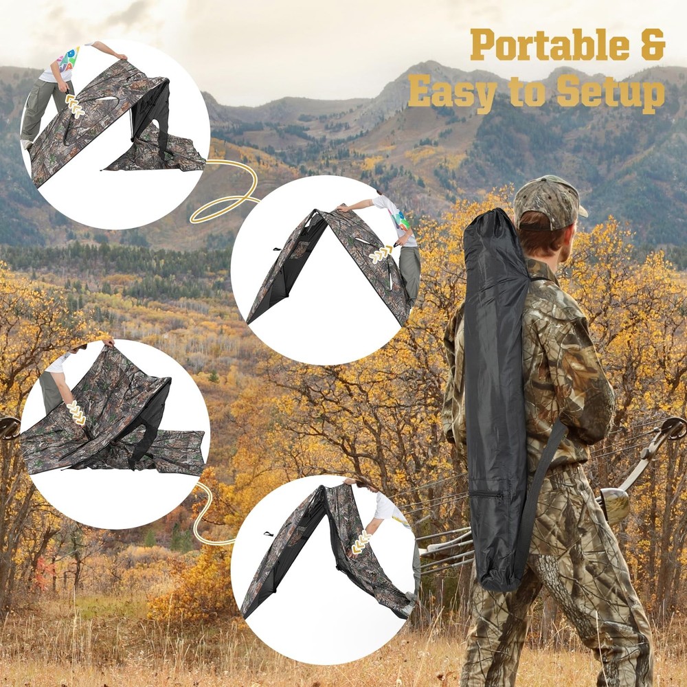 Tangkula 2-Panel Stakeout Hunting Blind, See Through 2-Panel, Camouflage