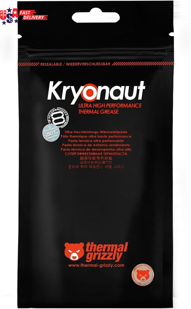 Kryonaut - 1 Gram - Extremely High Performance Thermal Paste + 12 Cleaning Wipes