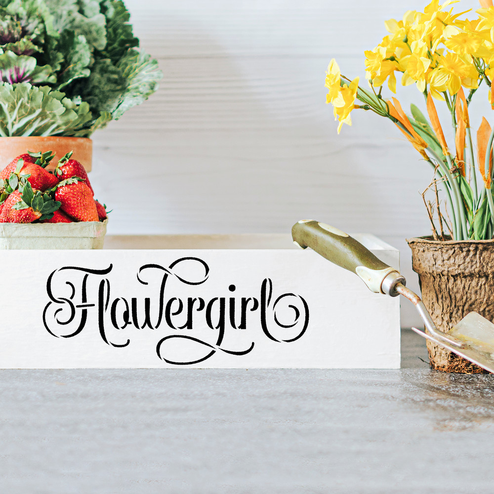 Flower Girl Wedding Label Stencil