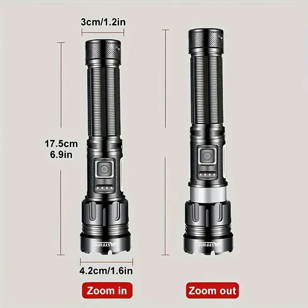 2x 20W LED Flashlight Torch Zoomable USB Charging White/Red COB Camping Light US