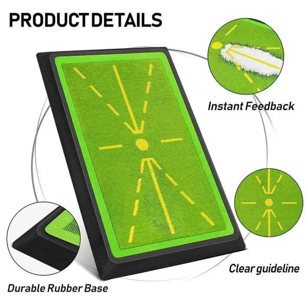 Golf Swing Training Mat – Swing Path Hook Slice Fix w/ Direction Arrows | BLANC