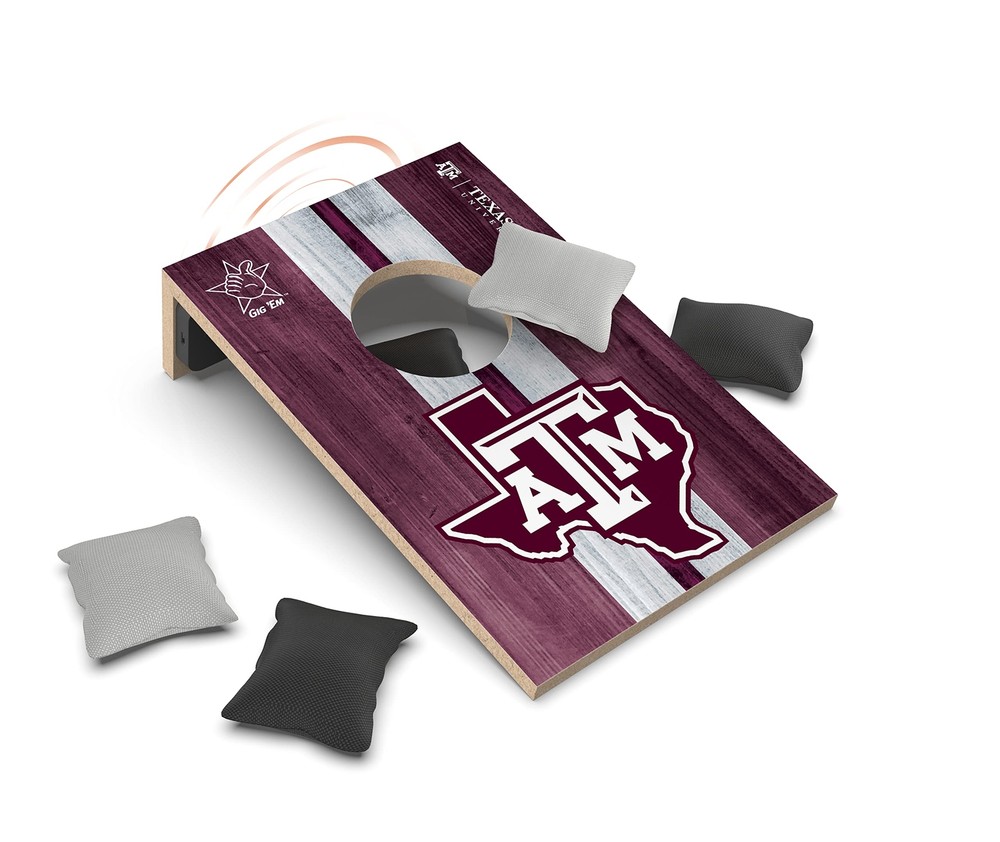 SOAR NCAA Tabletop Cornhole Game / Bluetooth Speaker, Texas A&M Aggies one board