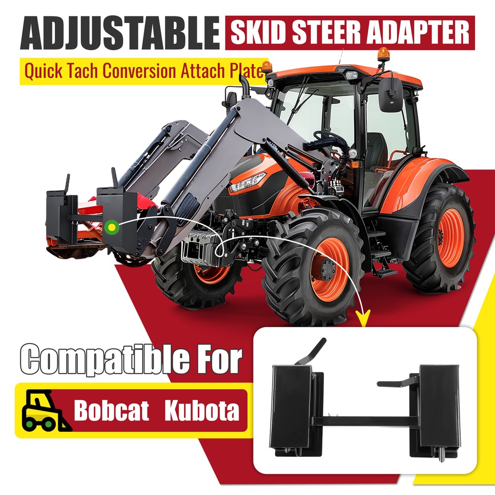 Adjustable Skid Steer Quick Tach Conversion Adapter Plate Attachment 4000LBS