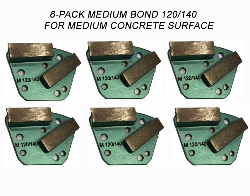 6-pack! Diamond Grinding Discs For Bolt-on Grinder Medium Surface 120/140 Grit
