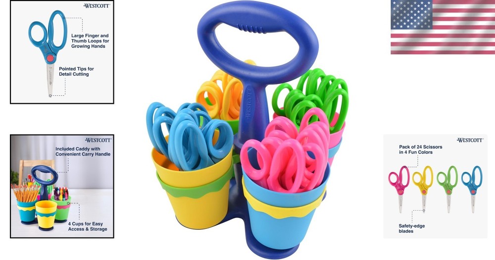 Classroom Scissor Caddy with 24 Student Scissors