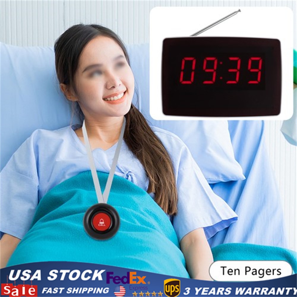 Wireless Calling Button Elderly Nurse Alert System 10 Call Buttons+1 Receiver
