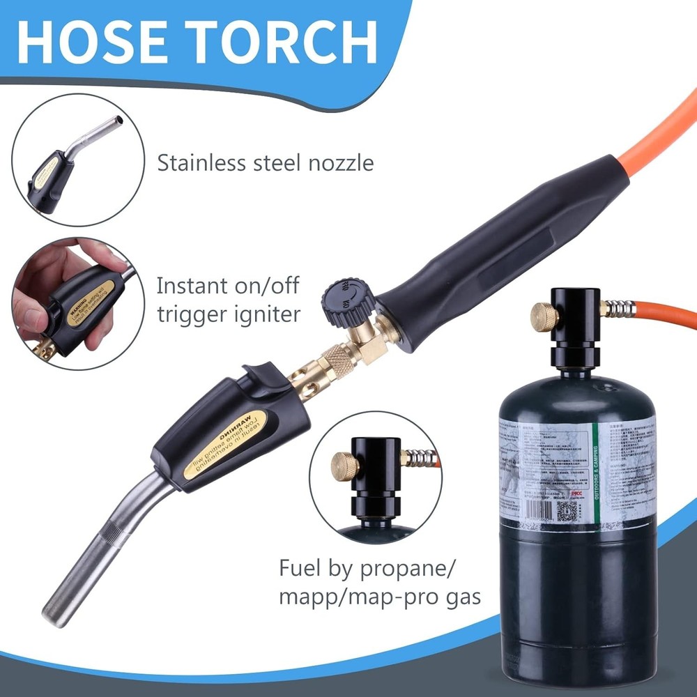 Portable Mapp Gas Torch Kit - Adjustable Heat, Trigger Start