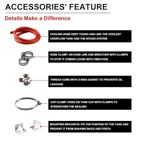 RYANSTAR Universal car Radiator Coolant Tank 800ml Coolant Standard Black