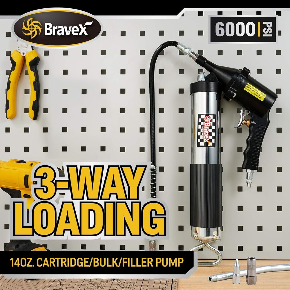 2 Professional Air Operated Grease Gun 14oz Automatic Continuous Cycle Pneumatic