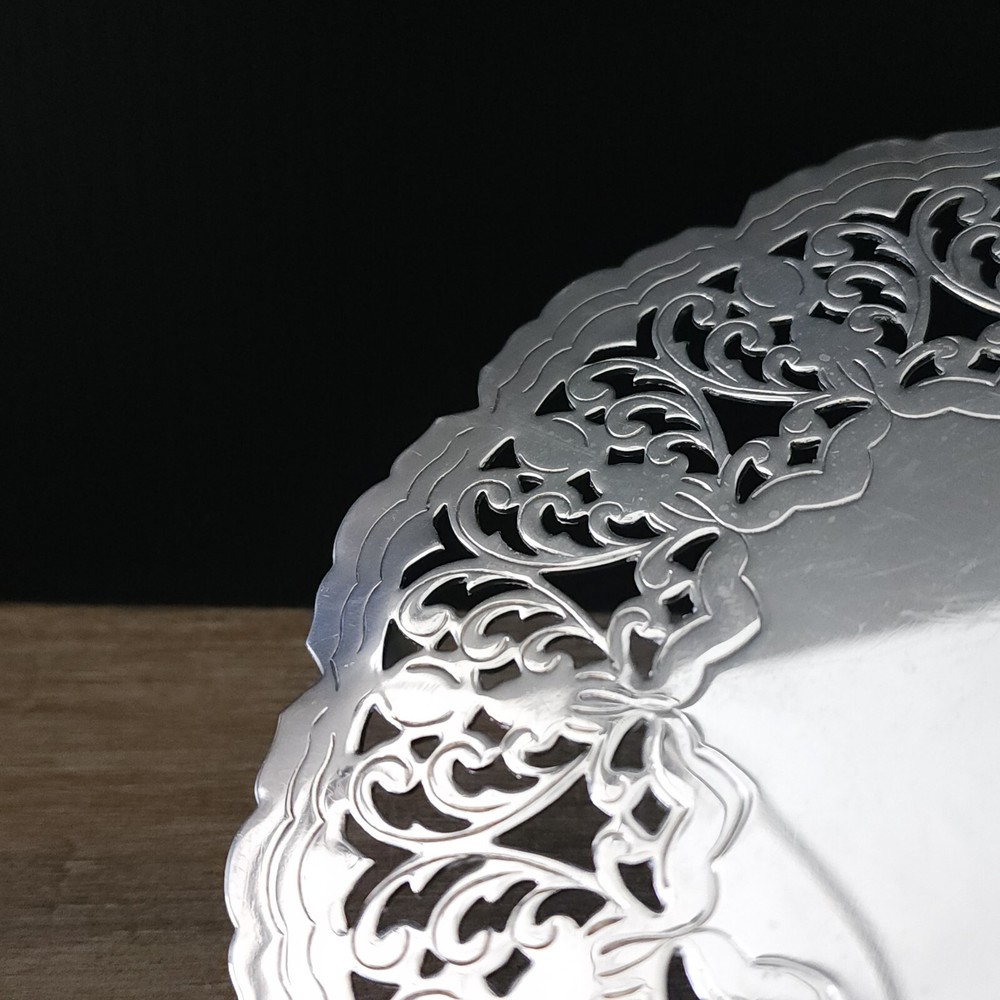 Silver Plated Trivet Ornate Pierced Design Made in Denmark