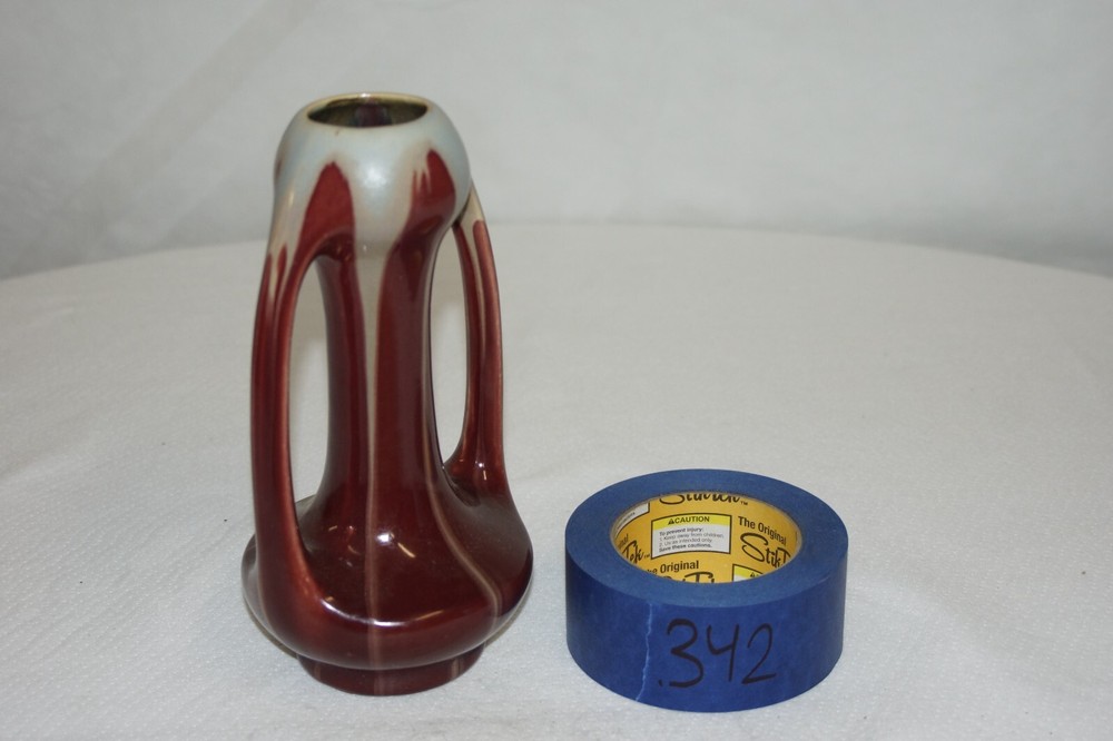 Red and White Two-Handled Vase