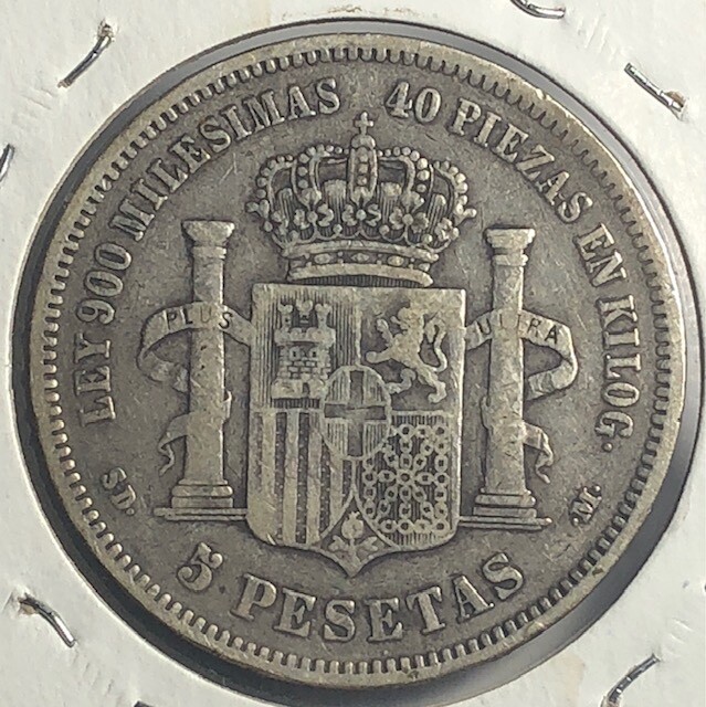 1871 (71) SDM SPAIN 5 PESETAS.