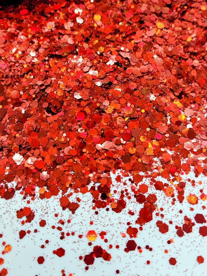 Holographic Chunky Red Glitter - Ruby Red 3 oz.