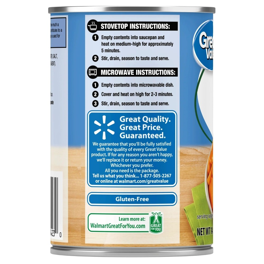 (6 Cans) Great Value Canned Sliced Carrots, 14.5 oz