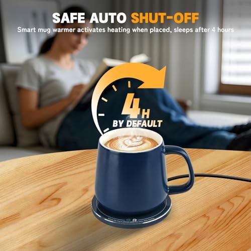 Smart-Warming Ceramic Mug & Plug in 15W Wireless Charger Combo - Keep Navy Blue
