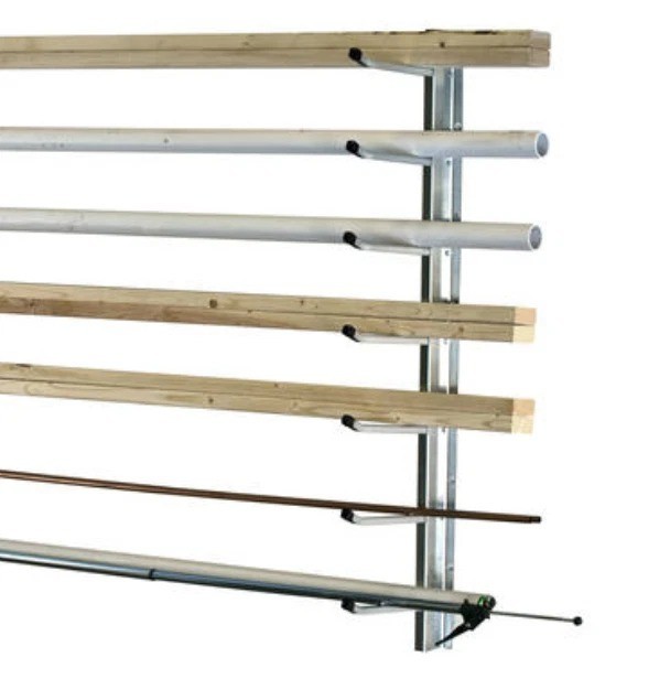 Wall Mount Storage Rack Galvanized Steel Long Tools Lumber Pipe Holder Organizer