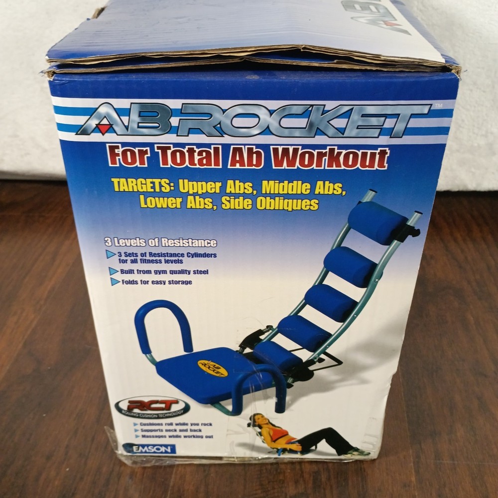 Blue Ab Rocket Abdominal Trainer Core Strength Workout Gym 3 Resistance Cylinder