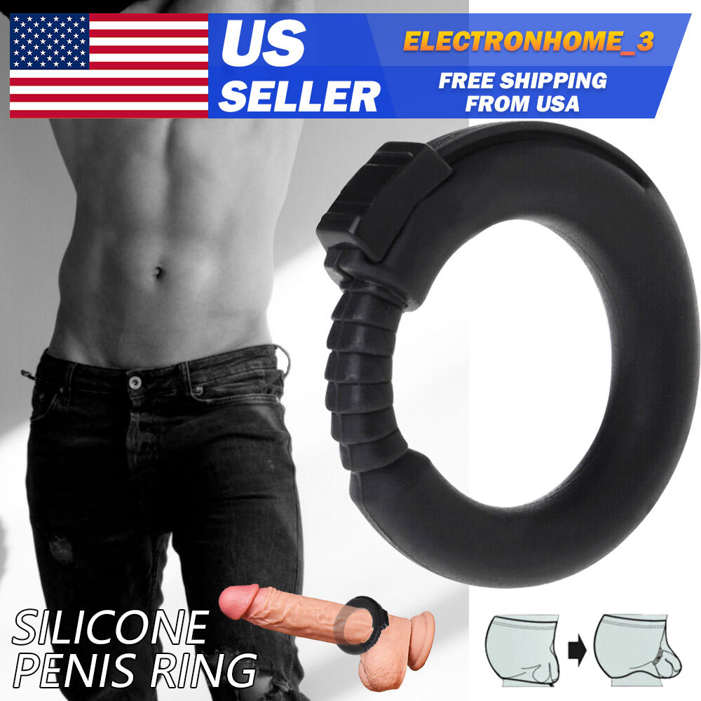 Male Adjustable Silicone Penis Cock Ring Enhancer-Prolonging Delay-Ejaculation