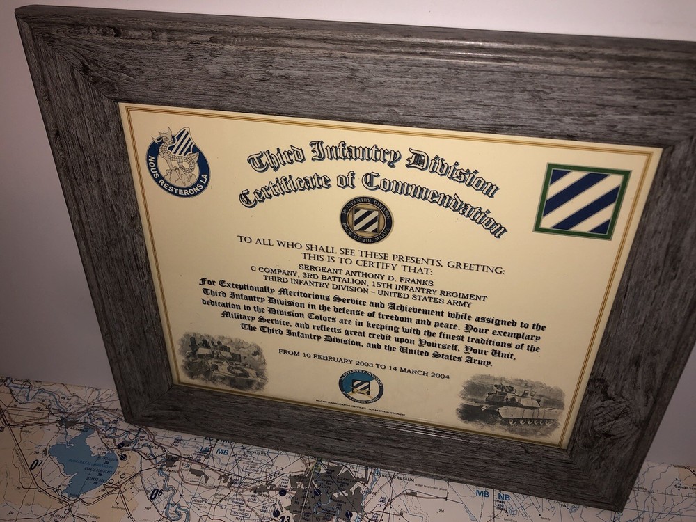 3RD INFANTRY DIVISION / COMMEMORATIVE - CERTIFICATE OF COMMENDATION