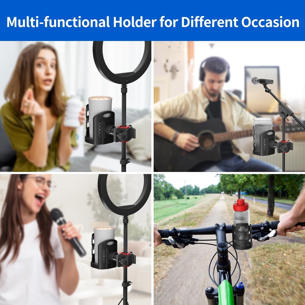 Adjustable 360 Degree Mic Stand Drink Holder Clamp