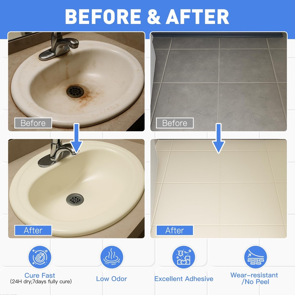 DWIL 33oz Tub & Tile Refinishing Kit with Tools - Water-Based, Low-Odor Paint
