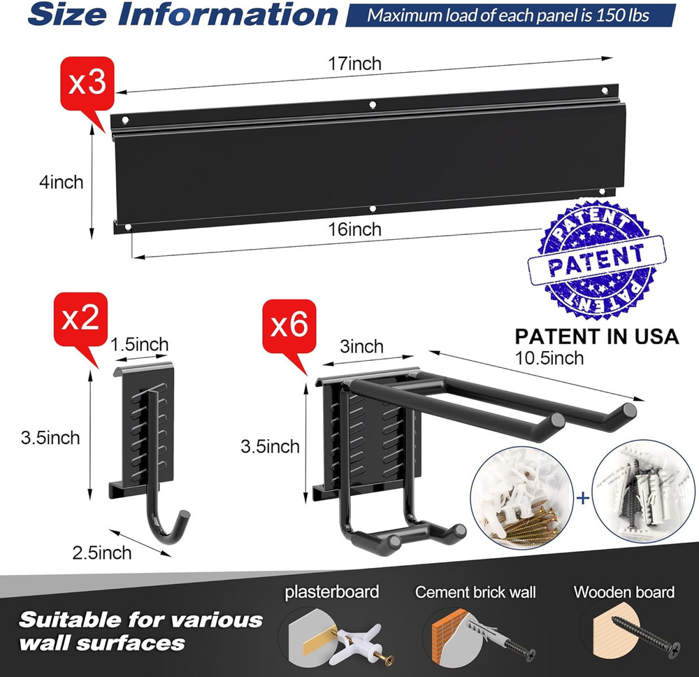 Storaboks Heavy Duty Garage Storage Rack System, Wall Mounted Tool Organizer wit