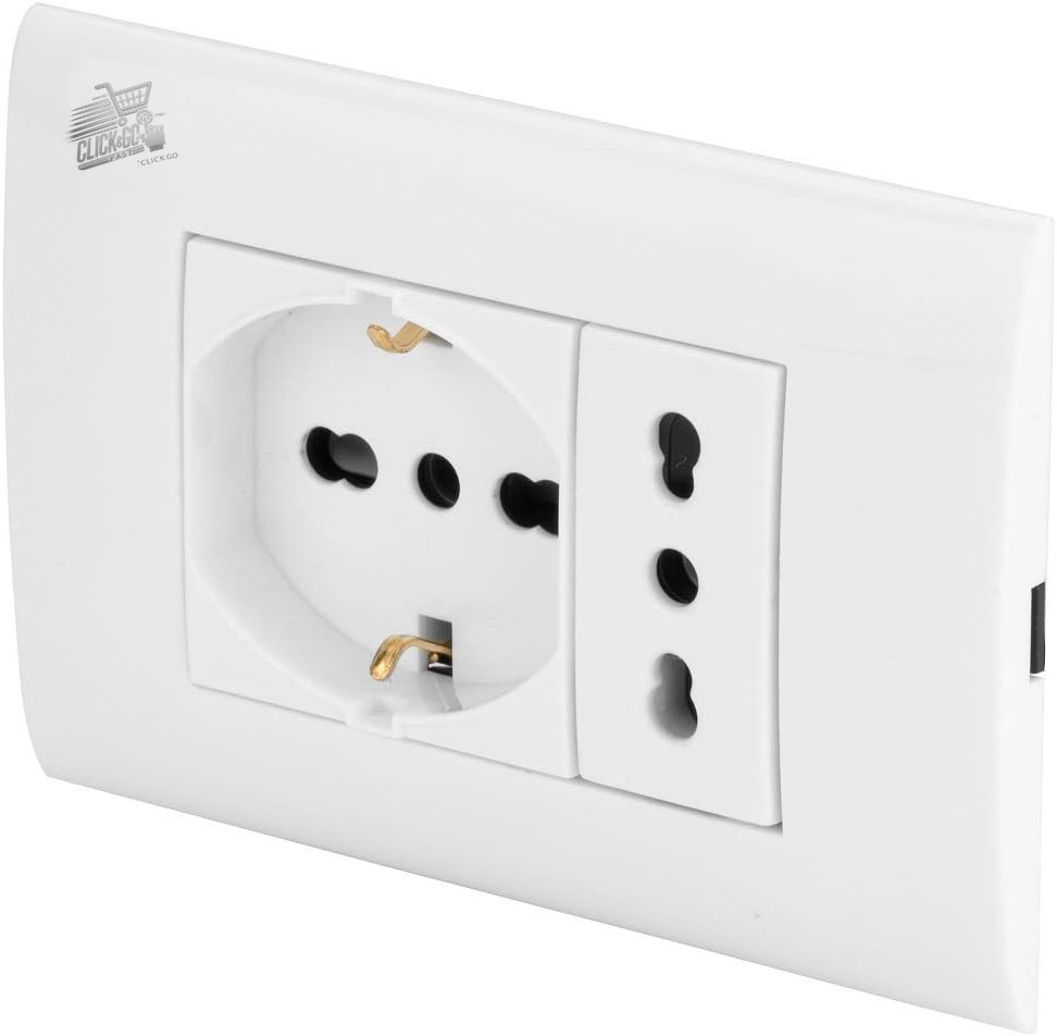 3 Module Evolution Plate Built-in Bivalent Socket Kit Pluristandard PP6094X Screws