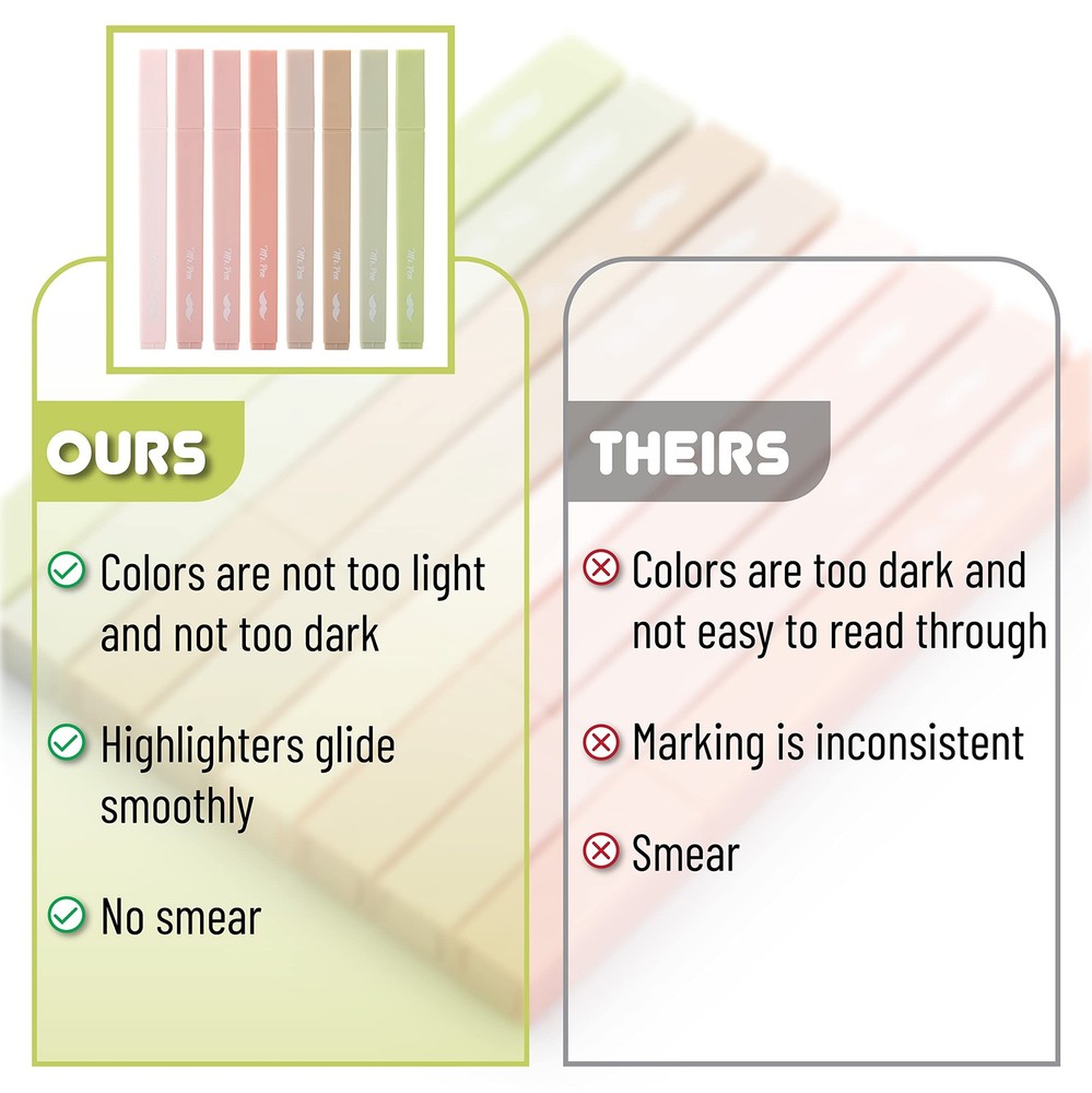 Mr. Pen- Aesthetic Highlighters, 8 pcs, Chisel Tip, Boho 8 Pack, Colors