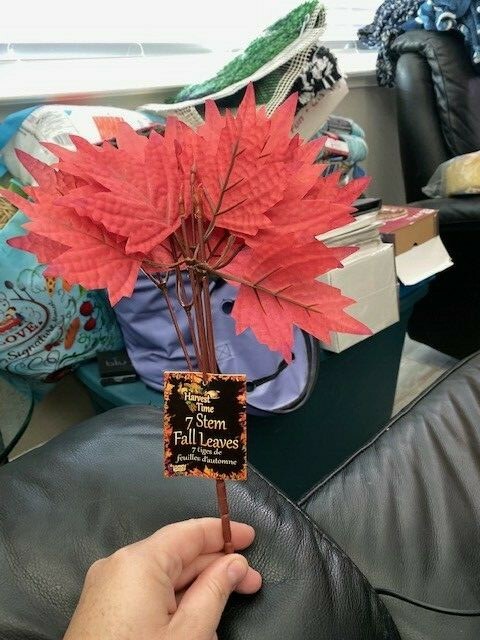 Harvest Time 7 Stem Fall Leaves Red New!