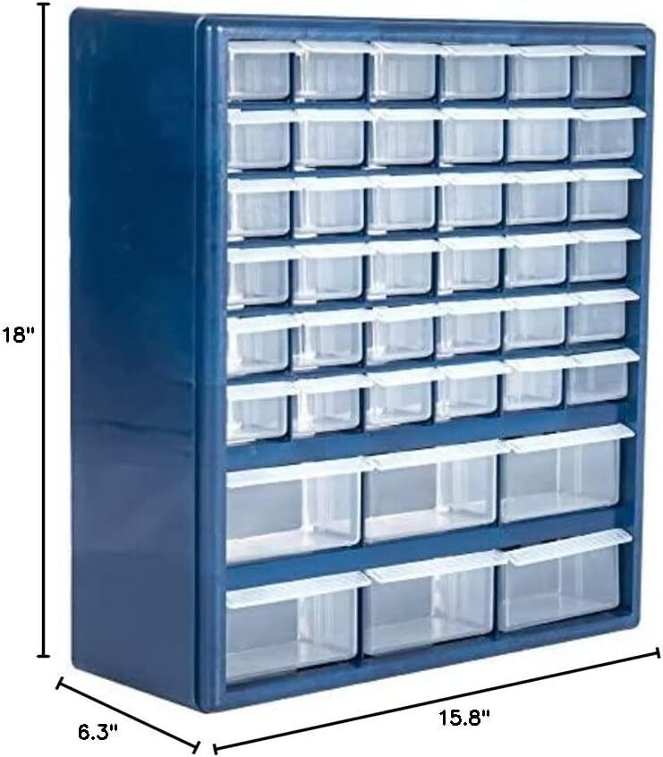 Plastic Storage Drawers 42 Compartment Organizer Desktop Wall Mount Container
