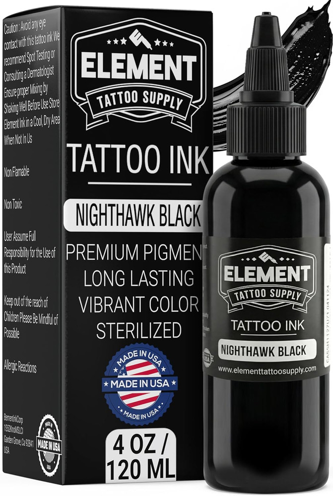 Nighthawk Black Tattoo Ink Dark Formula for Lining Shading Blending Tribal Work