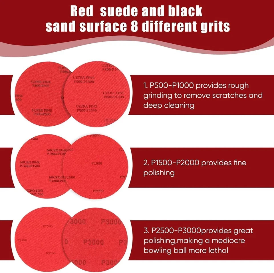 Bowling Ball Sanding Pad Set 8 Pack Bowling Ball Surface Sanding Pads Bowlin